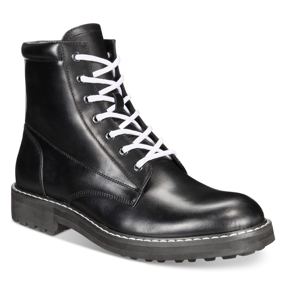 INC International Concepts Mens Womens Ivan Lace-up Boot Leather Round Toe Ankle